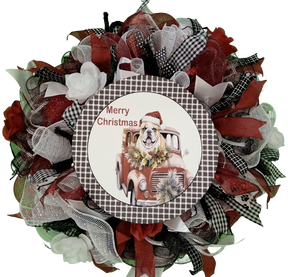 Christmas Dog Wreath, Farmhouse Christmas, Red Truck, Front Door, Dog Lover Christmas Decor