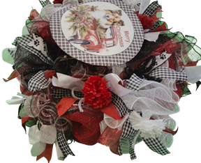 Christmas Dog Wreath, Farmhouse Christmas, Red Truck, Front Door, Dog Lover Christmas Decor