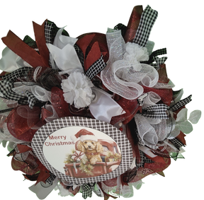 Christmas Dog Wreath, Farmhouse Christmas, Red Truck, Front Door, Dog Lover Christmas Decor