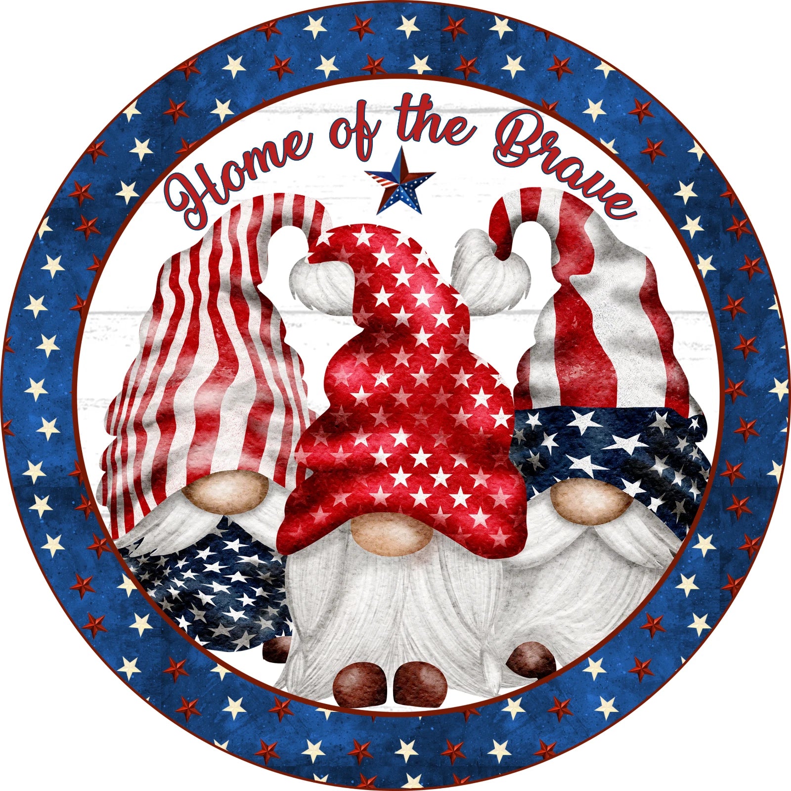 Home of the Brave Patriotic Gnome Wreath Sign