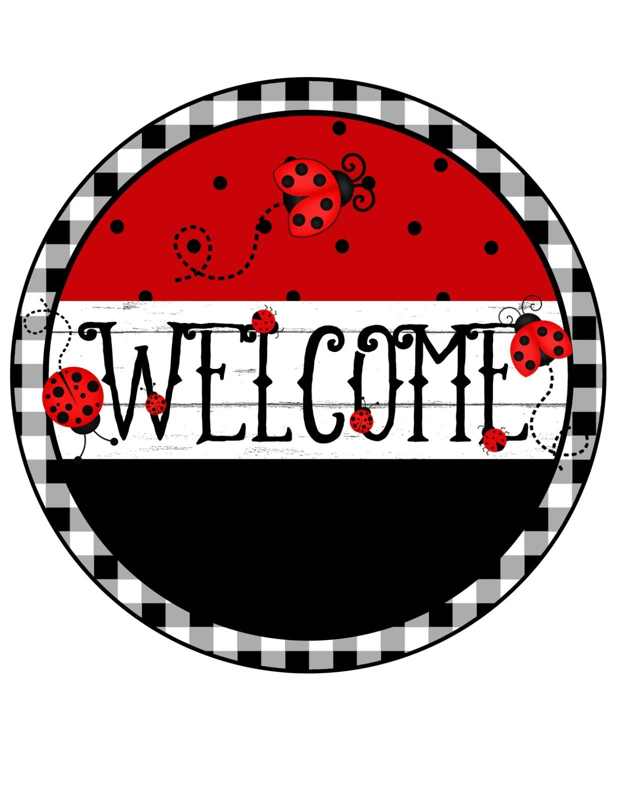 Welcome Ladybug Wreath Sign