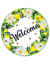 Welcome Lemon Daisy Bee Wreath Sign