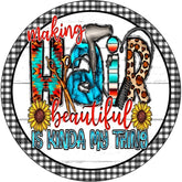 Making Hair Beautiful Aluminum Wreath Sign