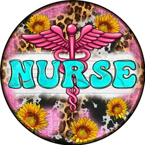Nurse Caduceus Sunflower Wreath Sign