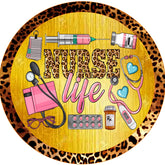 Nurse Life Leopard Print Sunflower Wreath Sign