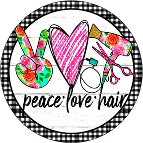Peace Love Hair Salon Wreath Sign