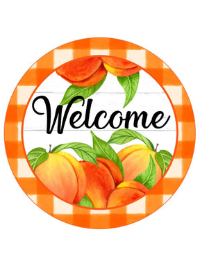 Welcome Peach Farmhouse Wreath Sign