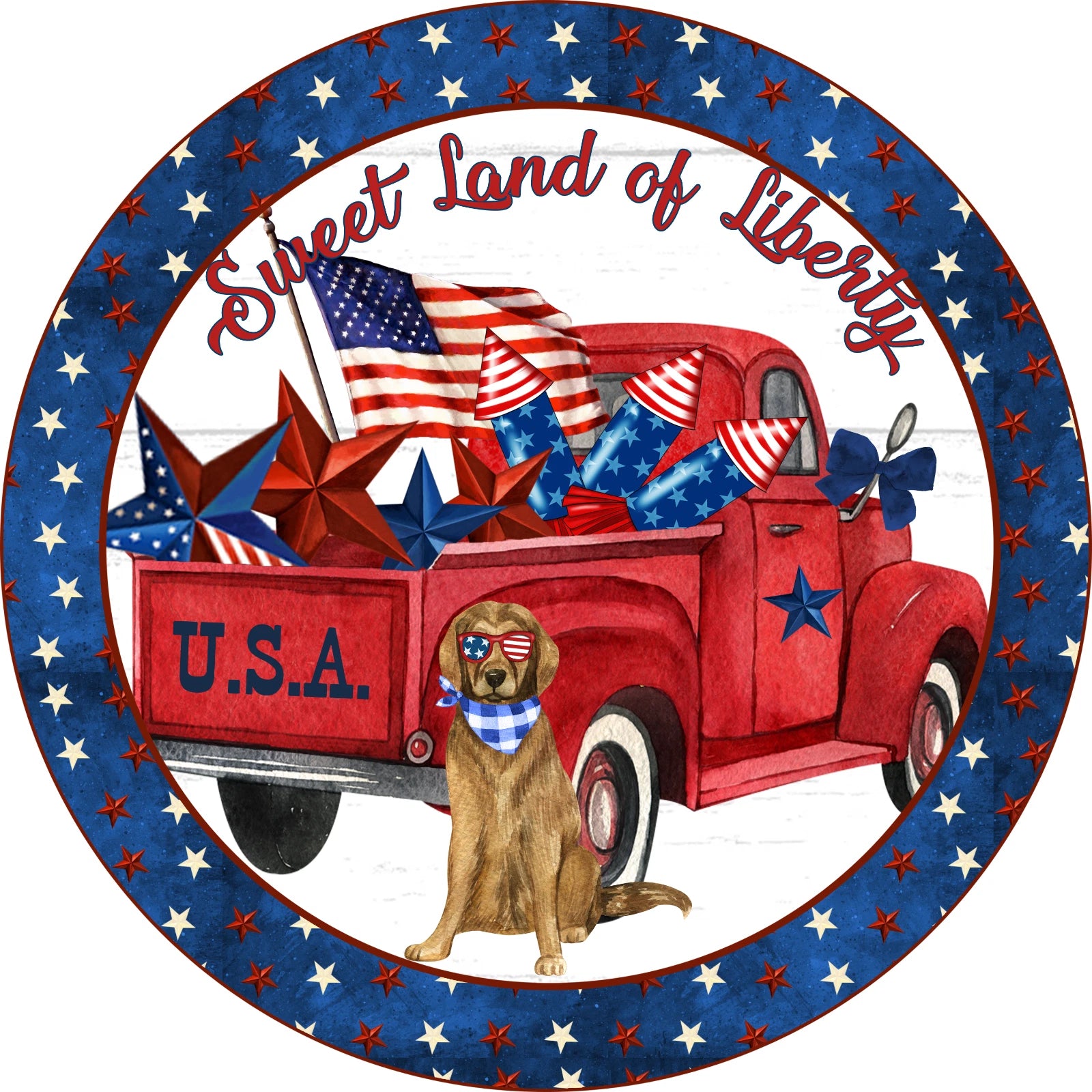 Sweet Land of Liberty Patriotic Wreath Sign
