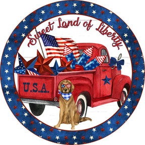 Sweet Land of Liberty Patriotic Wreath Sign