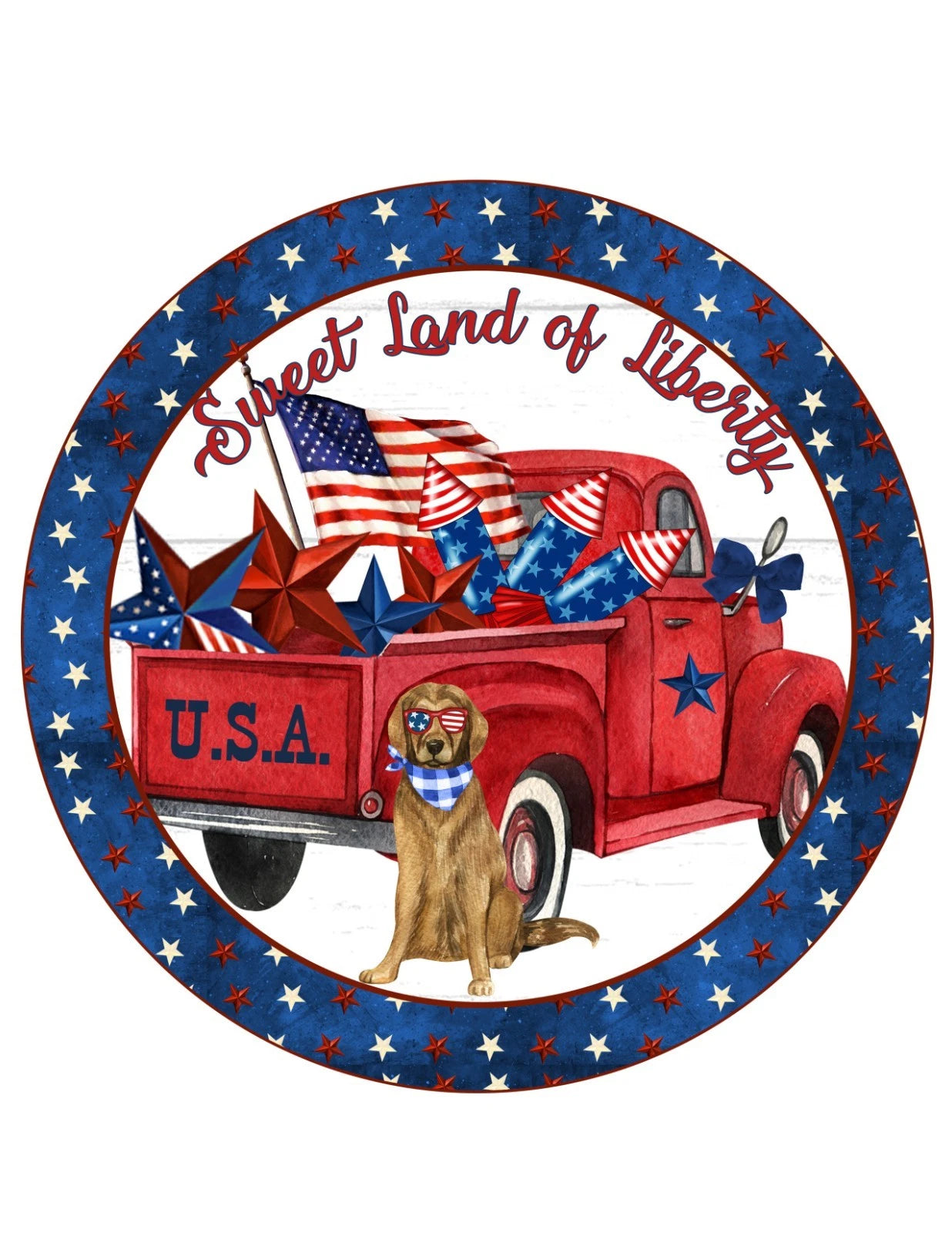 Sweet Land of Liberty Patriotic USA Wreath Sign