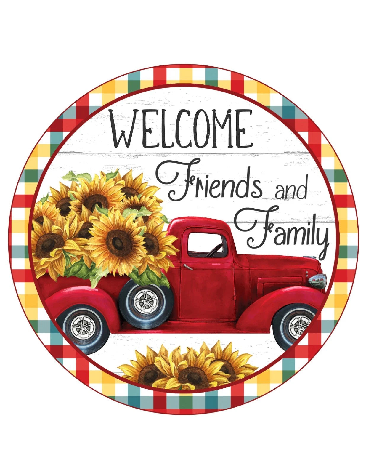 Welcome Friends and Family Wreath Sign
