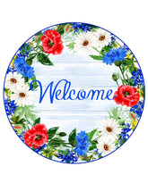 Welcome Patriotic Floral Wreath Sign