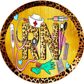 RN Nurse Leopard Print Wreath Sign