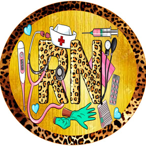 RN Nurse Leopard Print Wreath Sign