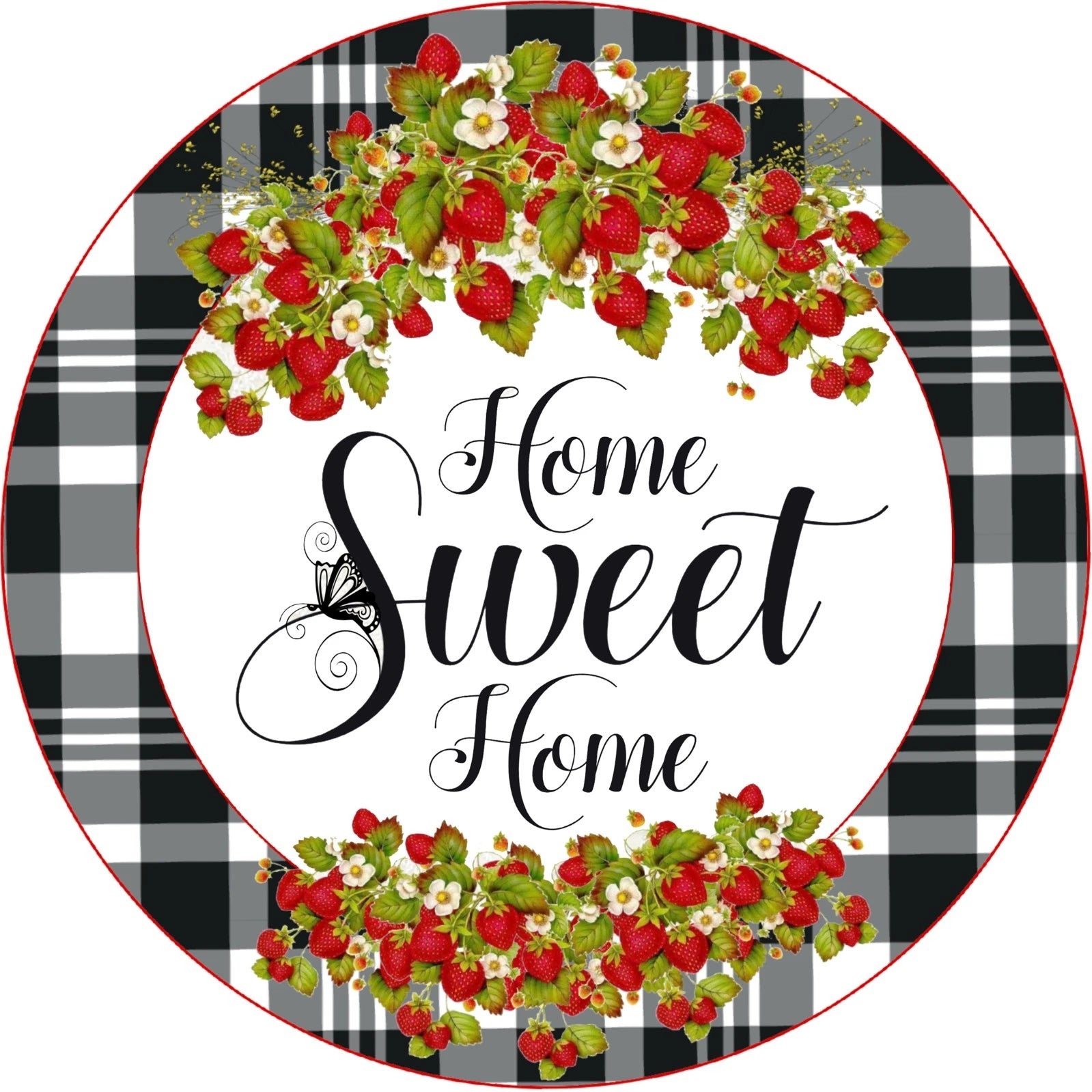 Home Sweet Home Strawberry Wreath Sign