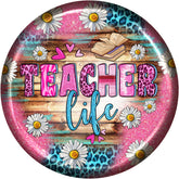 Teacher Life Daisy Leopard Wreath Sign