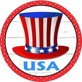 Patriotic USA Uncle Sam Hat Wreath Sign