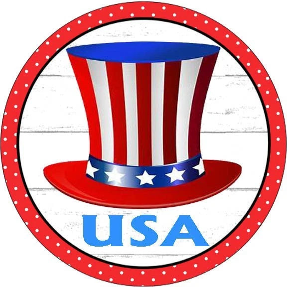 Patriotic USA Uncle Sam Hat Wreath Sign