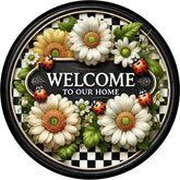 Welcome to Our Home Daisy Ladybug Wreath Sign