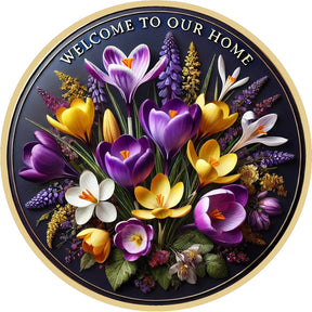 Welcome to Our Home Spring Floral Wreath Sign