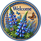 Welcome Bluebonnet Butterfly Wreath Sign