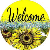Welcome Sunflower Yellow Wreath Sign