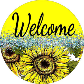 Welcome Sunflower Yellow Wreath Sign