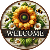 Sunflower Bee Welcome Wreath Sign