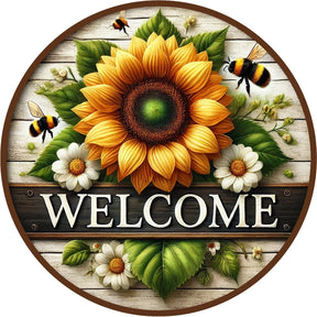 Sunflower Bee Welcome Wreath Sign