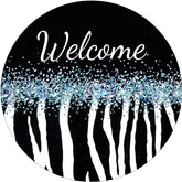 Welcome Zebra Print Wreath Sign