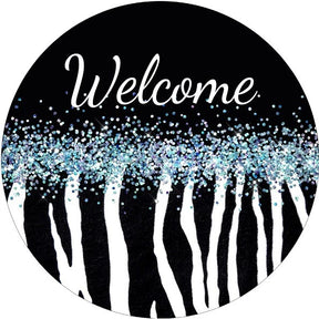 Welcome Zebra Print Wreath Sign