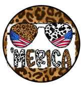 Merica Leopard Cow Print Patriotic Wreath Sign