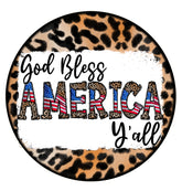 God Bless America Leopard Wreath Sign