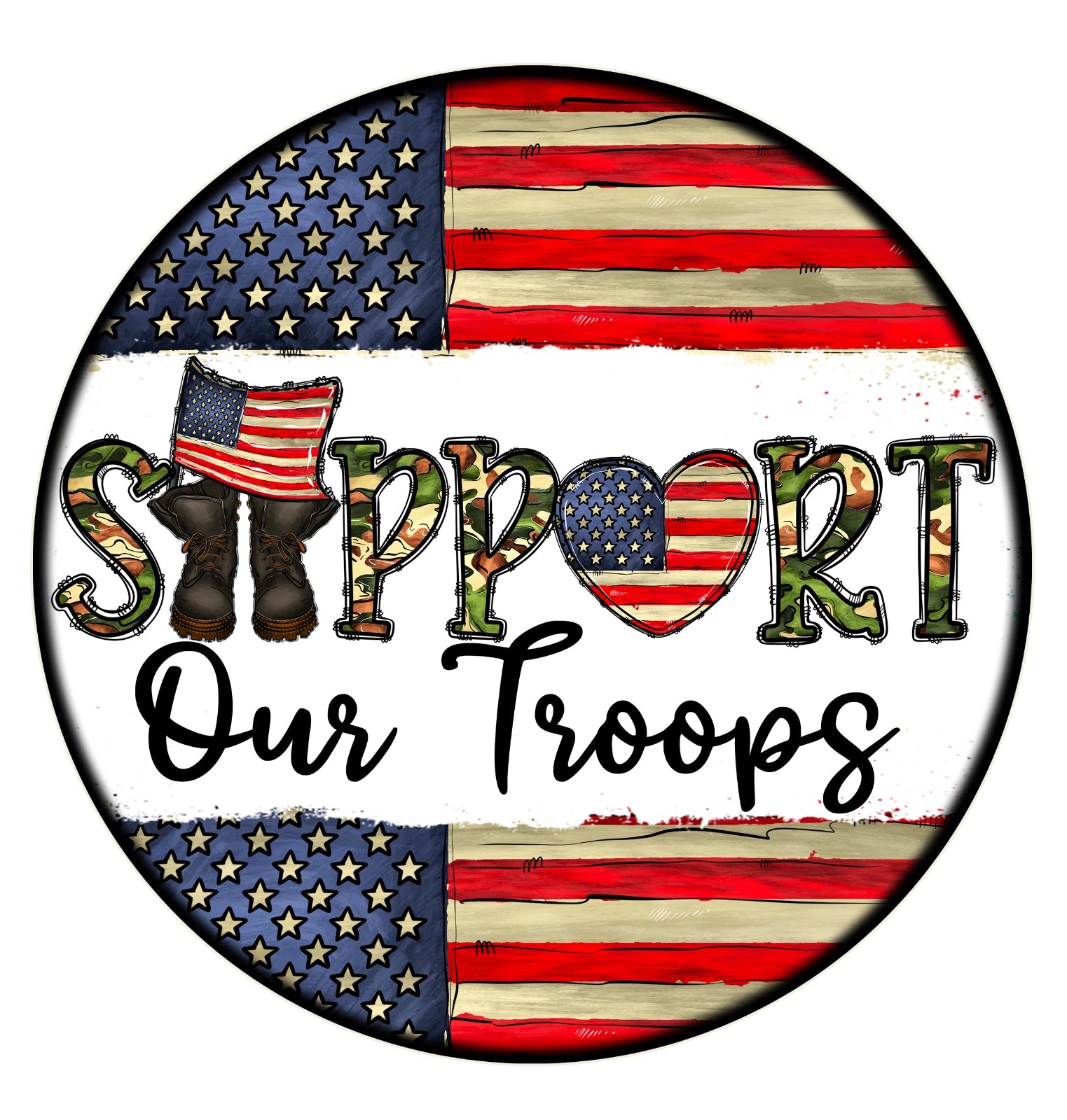 Support Our Troops Wreath Sign