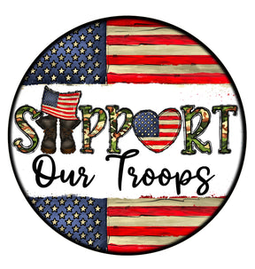 Support Our Troops Wreath Sign