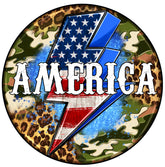 Patriotic Camo Lightning Bolt Wreath Sign