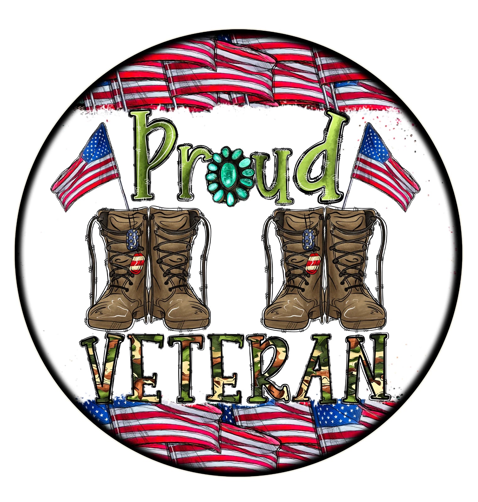 Proud Veteran Boots Wreath Sign