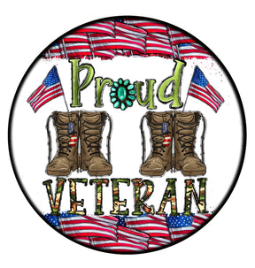 Proud Veteran Boots Wreath Sign