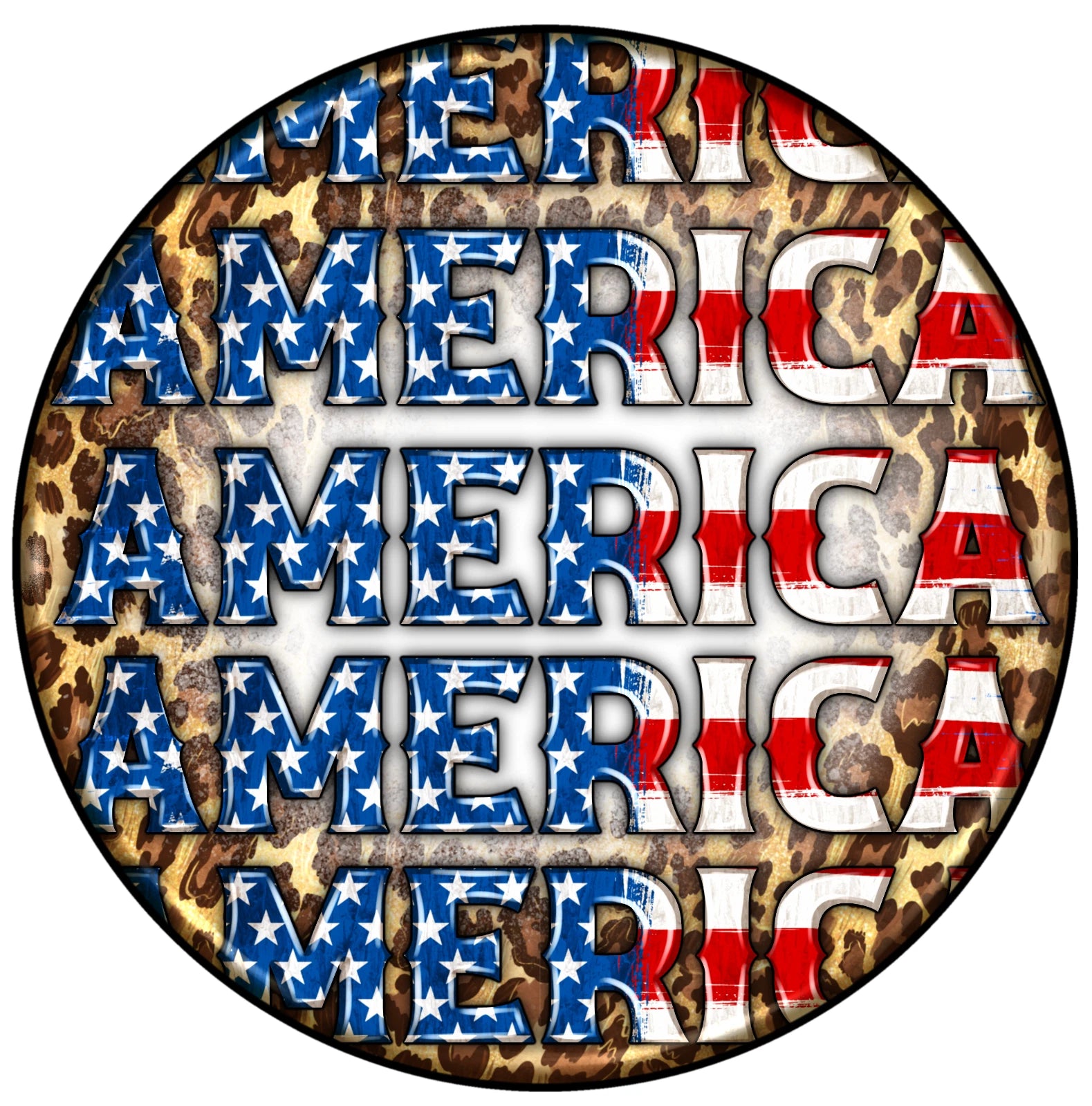 USA Leopard Patriotic Wreath Sign
