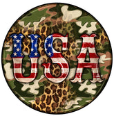 USA Patriotic Camo Leopard Wreath Sign
