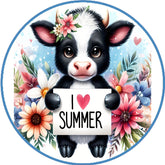 Summer Cow Floral Wreath Sign