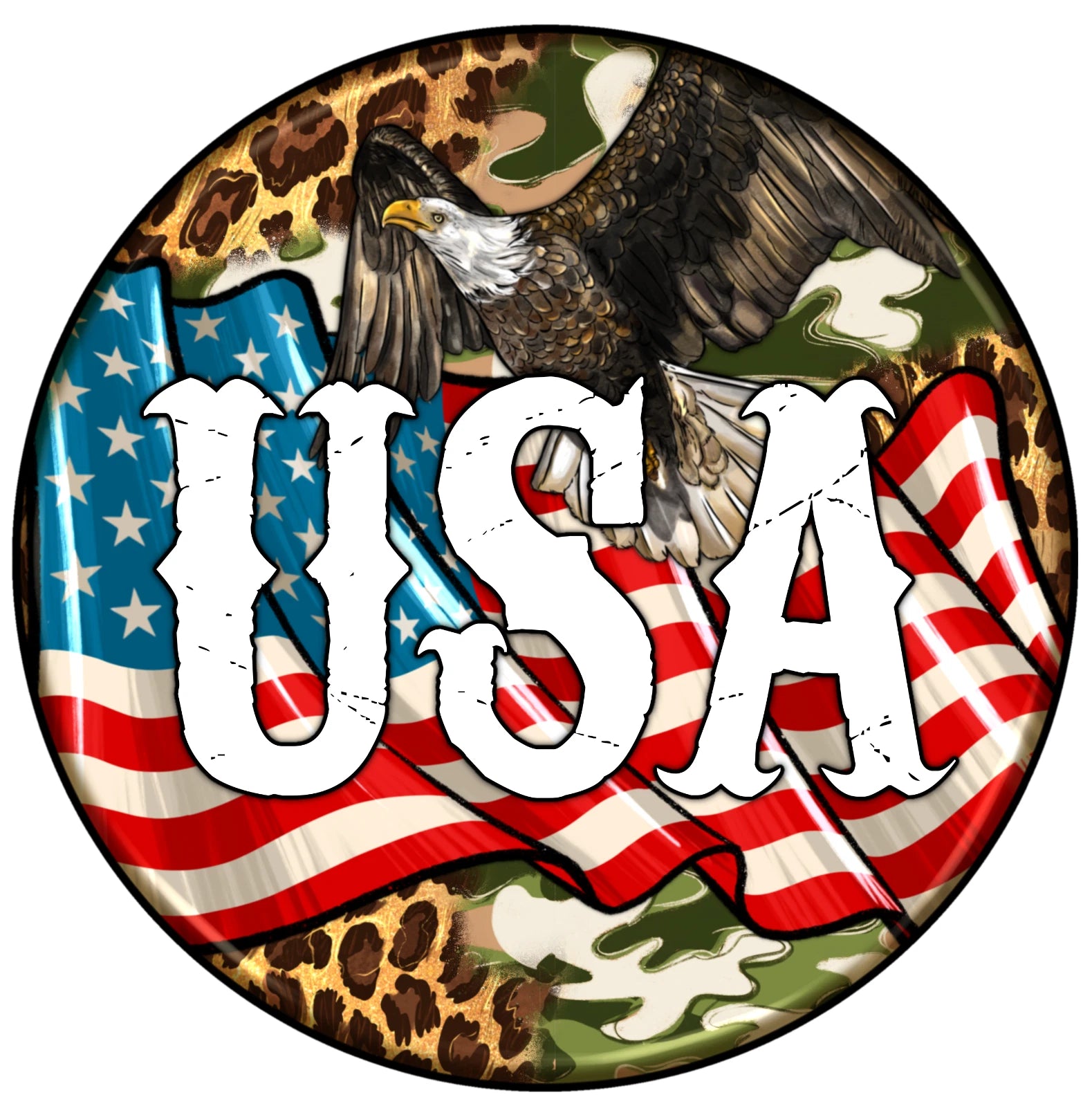 USA Eagle Camo Patriotic Wreath Sign