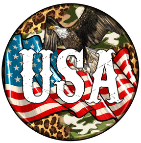 USA Eagle Camo Patriotic Wreath Sign