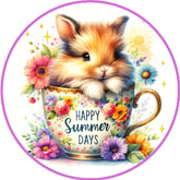 Happy Summer Bunny Floral Wreath Sign