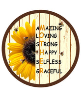 Sunflower Bee Inspirational Wreath Sign