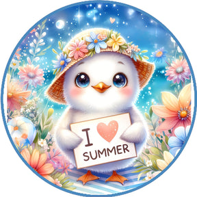 Summer Chick Floral Wreath Sign