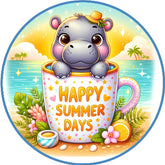 Summer Hippo Beach Wreath Sign