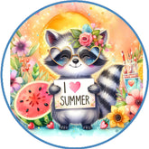 Summer Raccoon Sunglasses Wreath Sign