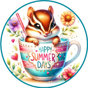 Summer Hamster Teacup Wreath Sign