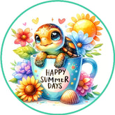 Summer Turtle Teacup Wreath Sign